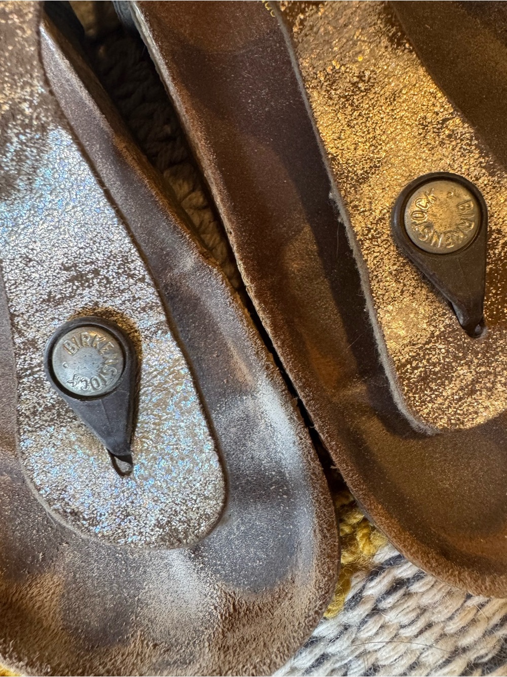 Birkenstock metallic silver Brown Glitter Thong Sandals - Picture 3 of 4